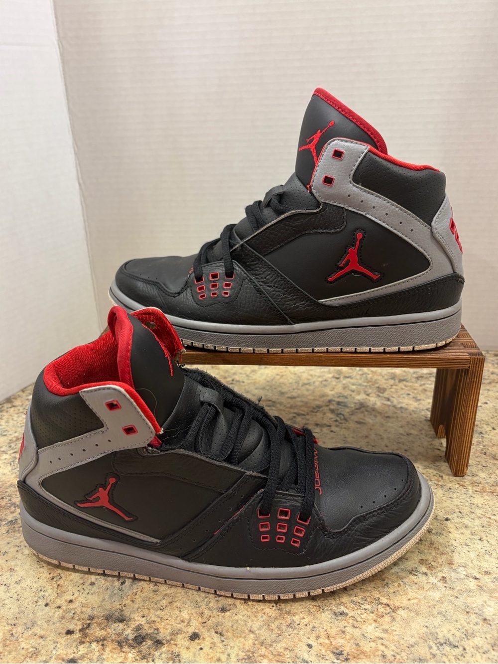 Air Jordan 1 Flight Men’s High-Top Sneakers - Black/Gym Red/Cement Grey Size 7.5